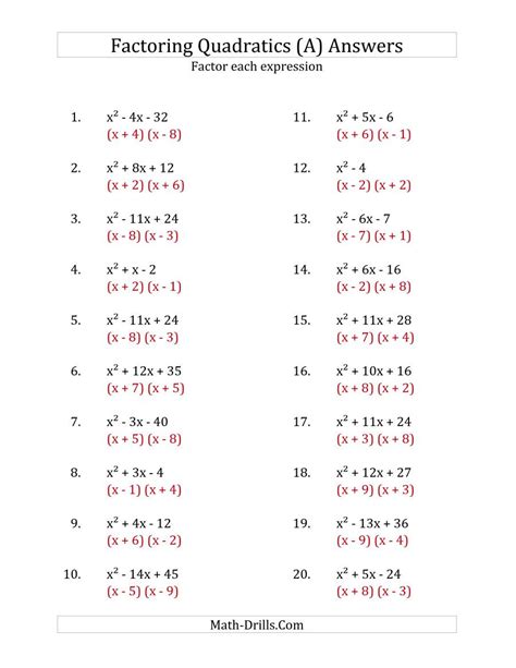 Factoring Questions Worksheet Worksheet Factoring Trinomials