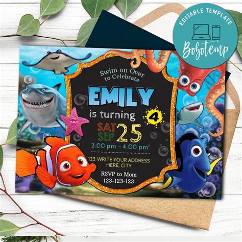 Nemo Invitation Template To Print At Home Diy Bobotemp