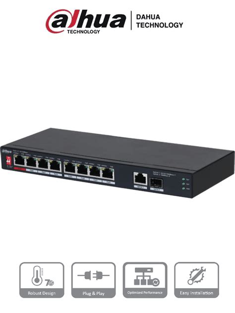 DAHUA DH PFS3110 8ET1GT1GF 96 Switch PoE De 10 Puertos 8