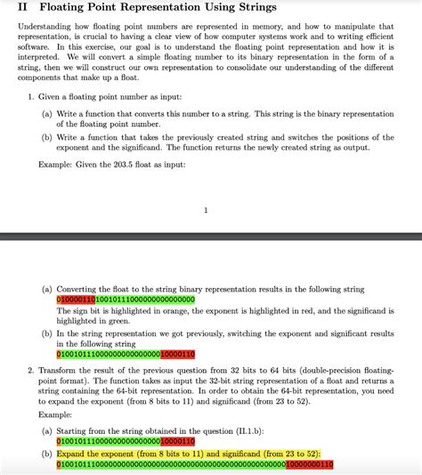 Solved II Floating Point Representation Using Strings | Chegg.com ...