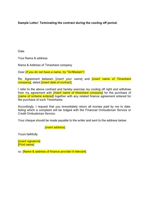 40 Timeshare Cancellation Letter Samples And Templates Templatelab