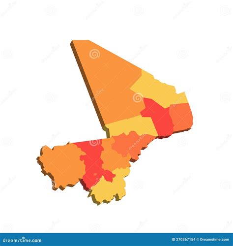 Mali Political Map Of Administrative Divisions Vector Illustration
