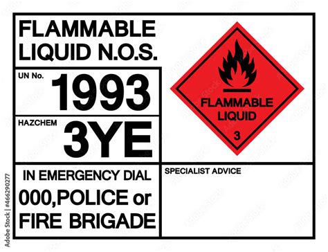 Flammable Liquid N.O.S. UN1993 Symbol Sign, Vector Illustration ...