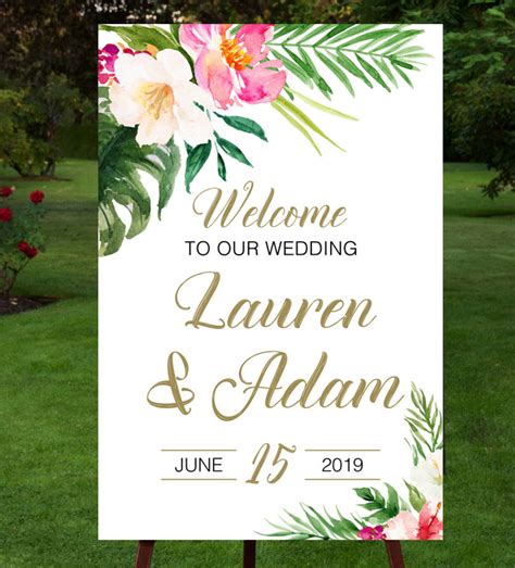 Tropical Welcome Sign Tropical Wedding Sign Welcome Wedding Etsy