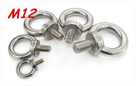 M12 20 304 Stainless Steel Lifting Eye Bolts Round Ring Hook Bolt Bolt