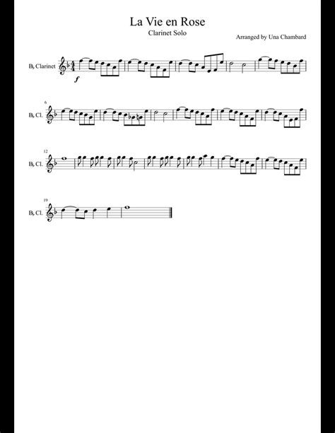 La Vie En Rose Sheet Music For Clarinet Download Free In Pdf Or Midi