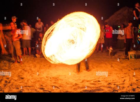 Fire Dancers Of Full Moon Party In Haad Rin Of Koh Phangan Thailand