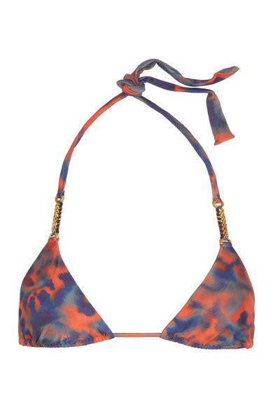 Vix Ibi Embellished Printed Triangle Bikini Top Net A Porter Com