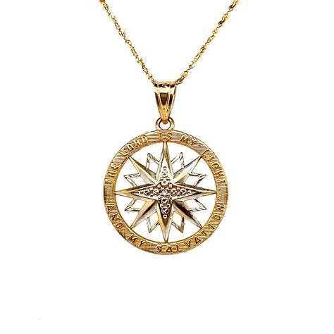 Beautiful 14k Gold Compass Pendant Necklace Etsy De