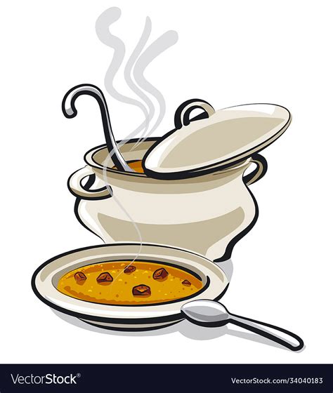 Plate With A Hot Soup Royalty Free Vector Image