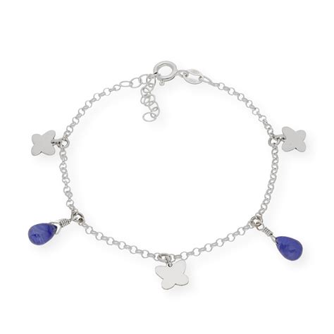 Pulsera De Mariposa Pulsera De Zafiro Genuino Pulsera De Piedra Azul