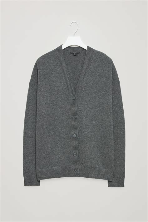 Cos Relaxed Cashmere Cardigan In Dark Grey Cashmere Cardigan