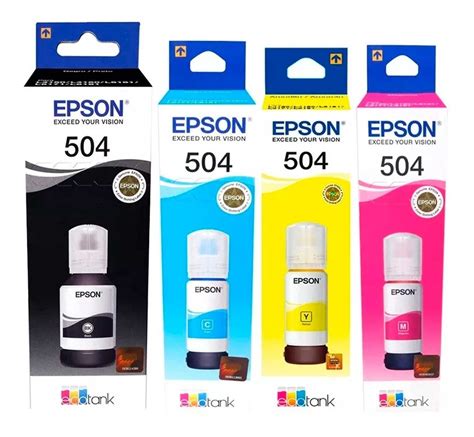 Kit 4 Tintas Epson T504 Ecotank Tinta Continua L4150 L4160 L6161 L6171