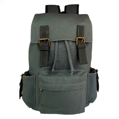 Mochila De Lona Vintage Masculina Feminina Comporta Notebook Cor Cinza Escuro Mercadolivre