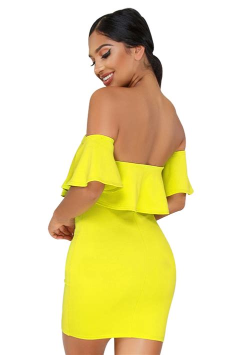 Yellow Off The Shoulder Mini Dress Mini Dress Mini Dresses Summer Dresses