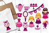 Princess Tea Party Pink Purple (188377) | Illustrations | Design Bundles