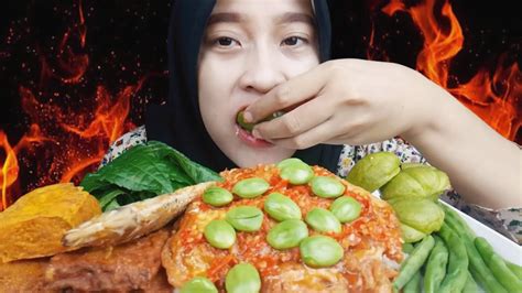 Asmr Lalapan Mentah Pete Buncis Labu Daun Popohan Ikan Asin Telor Tahu