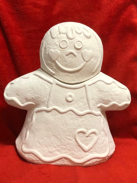 Dual Sided Gingerbread Malefemale Cookie Jar Ceramic Bisque Ready To Paint