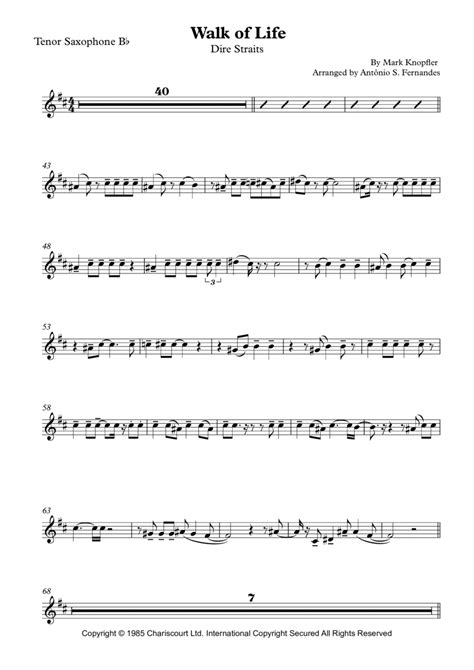 Walk Of Life by Dire Straits - Tenor Saxophone - Digital Sheet Music | Sheet Music Plus