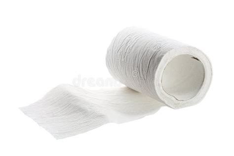 Toilet Paper Roll Half Rolled Out Isolated On A White Background Stock