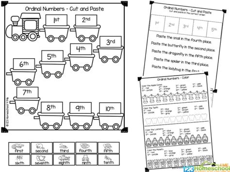 FREE Printable Ordinal Numbers 1 to 10 Worksheets for Kindergarten