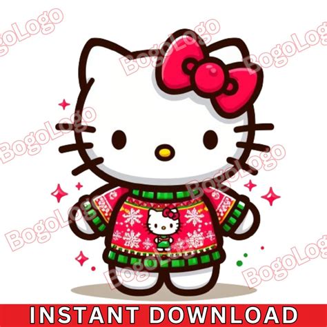 Hello Ugly Sweater Kitty PNG Ugly Sweater Red Bow Hello Sweater Kitty ...