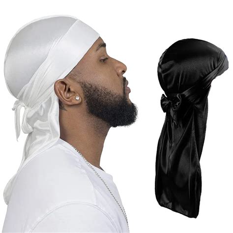 Unisex Silky Durags Bandanas Turban Hat Wigs Doo Men Satin Durag Biker