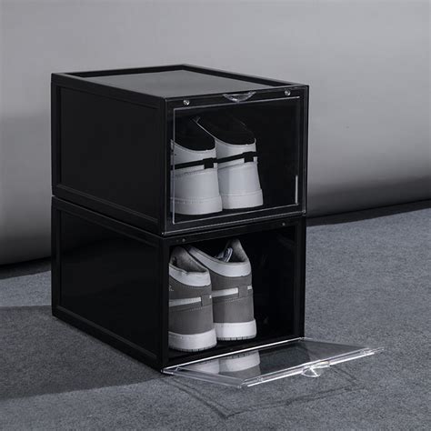 3 Stk Sneaker Head DROP FRONT Shoe Box I Sort Shoeinbox Dk