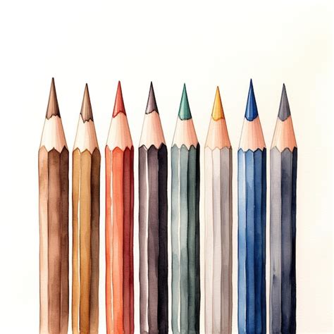 Premium AI Image | Watercolor hand drawing of some colored pencils