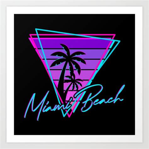 Retro Miami Beach Vintage 80s Beach T Art Print By Delightfuldude