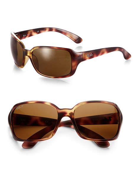 Ray Ban Big Glamour Tortoise Wrap Sunglasses In Brown Lyst