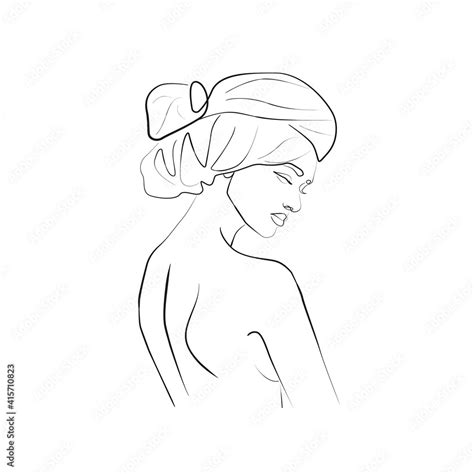 Woman Modern Continuous One Line Drawing Female Art Print Line Drawing