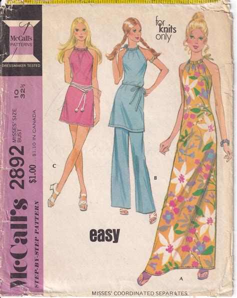 Vintage 1971 Mccall S 2892 Sewing Pattern Misses Etsy