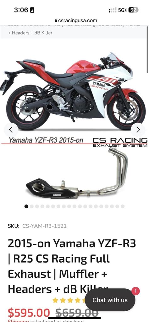 Yamaha R3 exhaust in stock at csracingusa website : r/YamahaR3