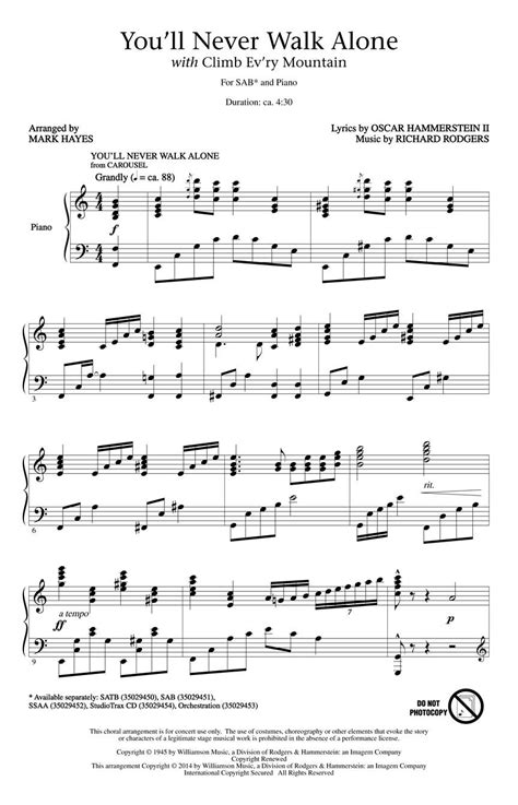 You'll Never Walk Alone (Richard Rodgers) » Sheet Music for Mixed Choir ...