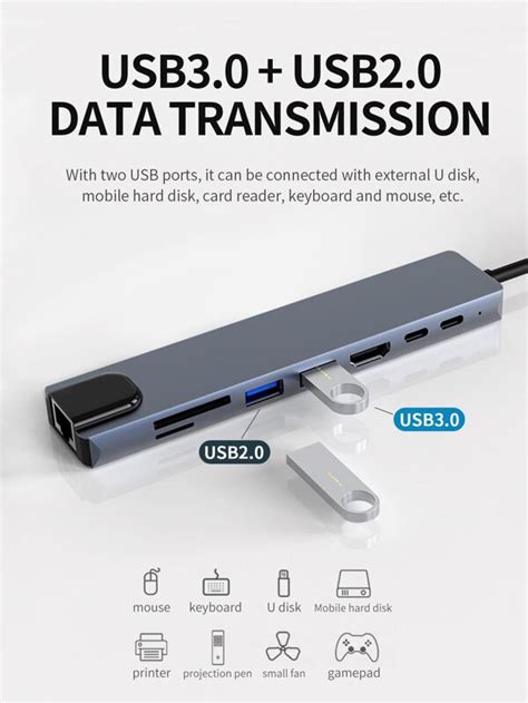 8 Port USB Hub SHEIN USA