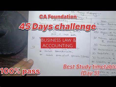 Day 5 Of 45 Days Challenge Best Study Timetable For CA Foundation