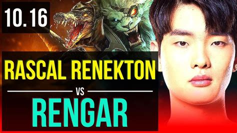 Rascal Renekton Vs Rengar Top 3 Early Solo Kills Kr Challenger