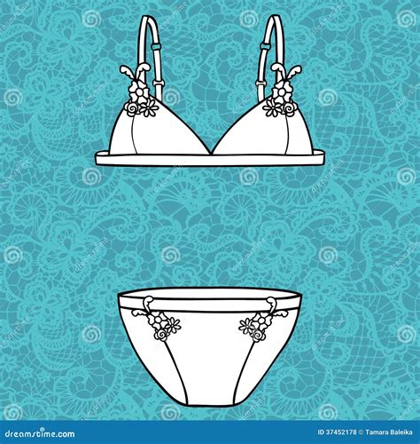 Hand Drawn Vector Lingerie Set Stock Vector Illustration Of Retro