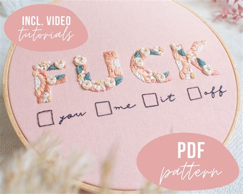 Pdf Pattern Modern Font Embroidery Fuck You Me It Off Etsy Australia