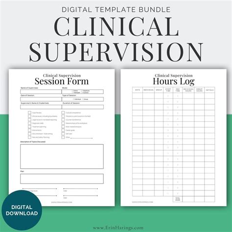 Clinical Supervision Session Form And Hours Log Digitally Fillable Pdf