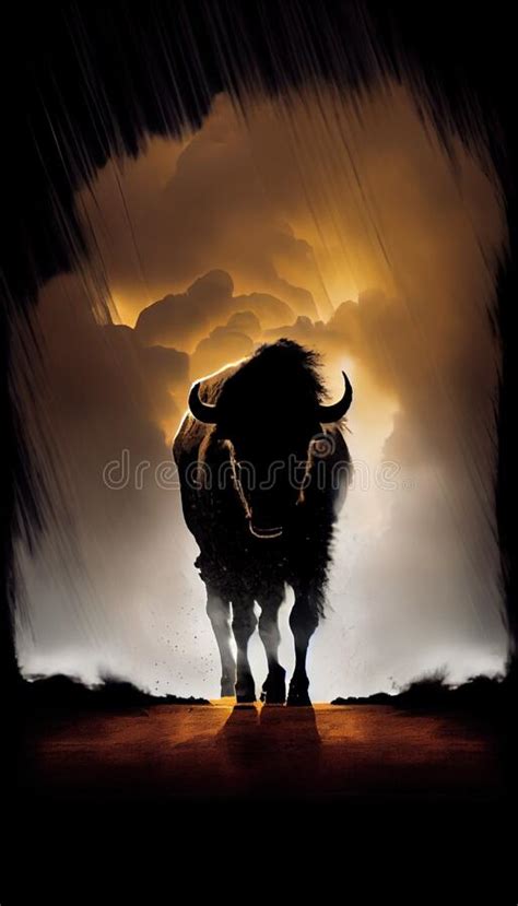 Buffalo Running Storm Stock Illustrations 6 Buffalo Running Storm