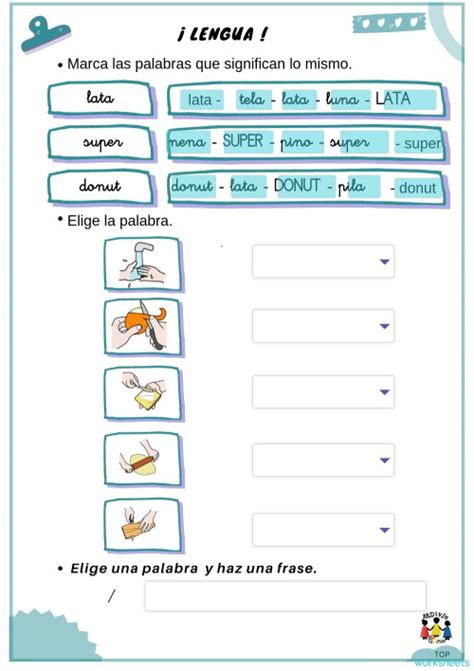 Lengua Identificar Palabras Ficha Interactiva Topworksheets