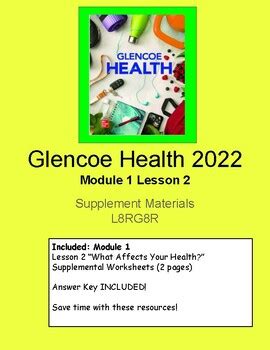 Glencoe Health 2022 Module 1 Lesson 2 High School Supplement Worksheets