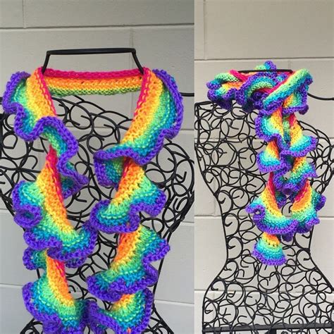 Knit Rainbow Scarf Rainbow Scarf Handmade By Noteworthyknitnacks