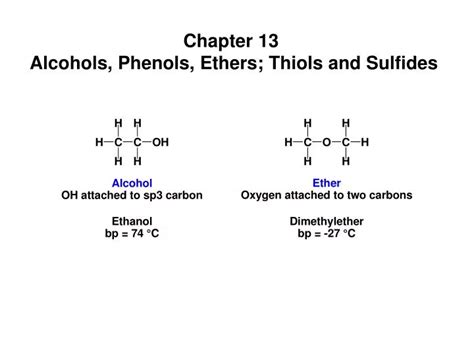 Ppt Chapter Alcohols Phenols Ethers Thiols And Sulfides