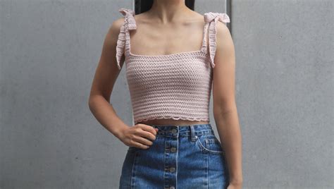 Crochet Crop Top W Tie Straps Crochet Pattern Pdf Instant Etsy New