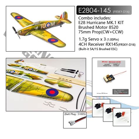 Dancing Wings Hobby E28 Hurricane Mk 1 420mm Wingspan Pp Magic Board M