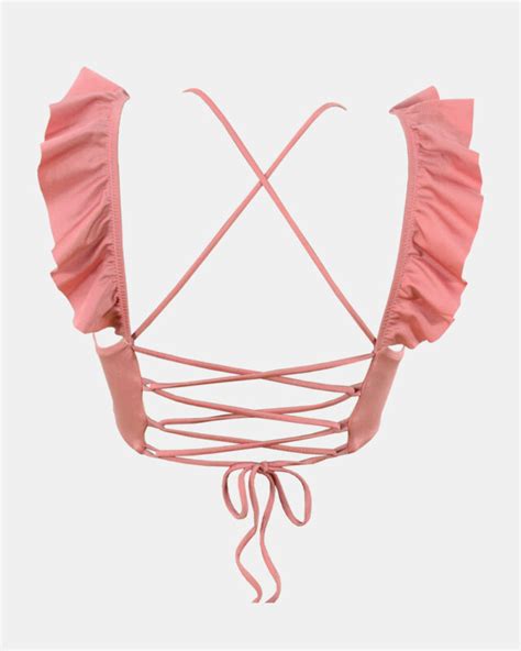 Μαγιό τρίγωνο top Rock Club Bikini Push Up με βολάν Nude lingerie shop gr