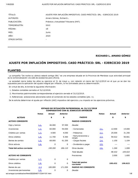 Ajuste Por Inflaci N Impositivo T Tulo Ajuste Por Inflaci N